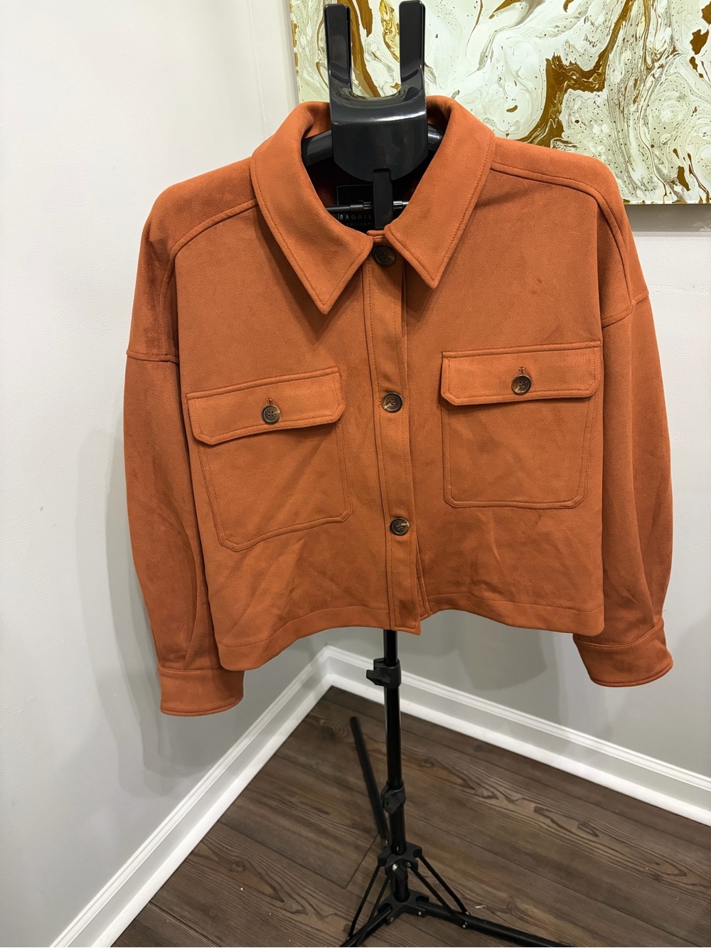 bagatelle Burnt Orange Cropped Button-Front Utility Jacket